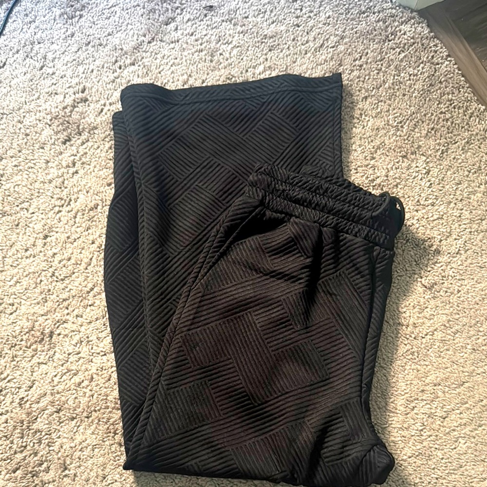 Wide Leg Textured Drawstring Pants
